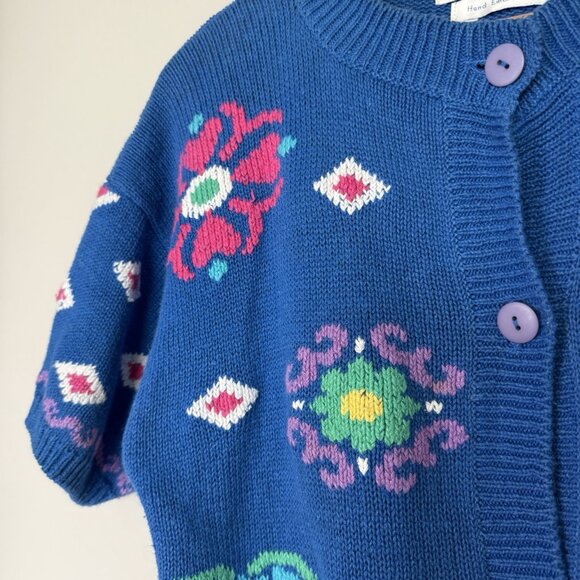 Vintage 90s Northern‎ Isles Hand Embroidered Cardigan Womens Size Medium Coastal - Picture 4 of 8